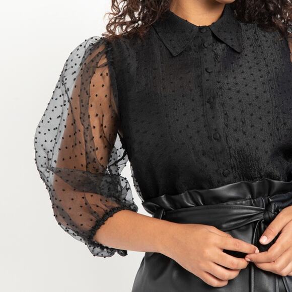 Eloquii Swiss dot organza top black sz 16 - Picture 2 of 8